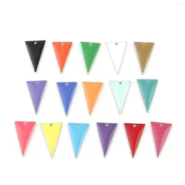 Pendant Necklaces 10PCs Copper Triangle Enamelled Sequins Charms For Jewellery Making Findings Gold Colour Setting Light Green 22mm X 13mm