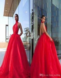 Sexy New Open Back Prom Dress Puffy Halter Neck Long Formal Pageant Holidays Wear Graduation Evening Party Gown Custom Made Plus S6692702