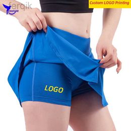 Skirts Skorts Custom Women Athletic Tennis Sports Skirt 2 In 1 Stretchy Running Leggings Shorts Solid Yoga Gym Fitness Short Tights d240508