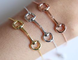 Classic bit Charm Bracelets 100 Real 925 Sterling Snaffle Bracelet Horse Jewellery With Color Rose For Women Jewelry5916390