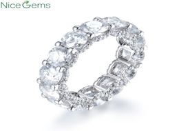 NiceGems 14k White Gold Eternity Band Round Brilliant Cut 7.7ctw Moissanite Wedding Ring band matching bandColor VVS1 Clarity6121592