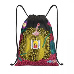 Shopping Bags Custom Yayoi Kusama Abstract Painting Drawstring Backpack Sports Gym Bag For Women Men Sackpack