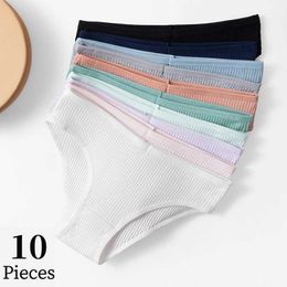 Kvinnors trosor bzel 10 stycke kvinnor underkläder sexiga andningsbara underkläder bekväma underkläder bomull randiga underkläder fashionabla bekväma underkläder