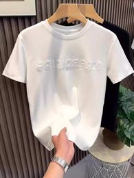 Designer men's T-shirts men's and women's shirts fashion letter printing round neck three-dimensional letters black and white short-sleeved T-shirt men's oversized