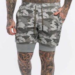 Men's Shorts Mens Camouflage 2 IN 1 Workout Shorts Breathable Jogger Shorts Camo Gyms Bodybuilding Quick Dry Leisure Running Shorts T240507