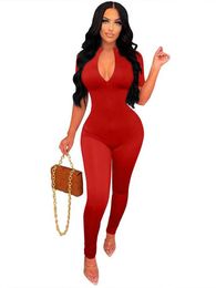 Women's Jumpsuits Rompers New Autumn and Winter Short Sle V Neck Bodycon Jumpsuit Full Lengt Rompers Women Jumpsuits d240507