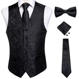 Vests For Men Slim Fit Mens Wedding Suit Vest Casual Sleeveless Formal Business Male Waistcoat Hanky Necktie Bow Tie Set DiBanGu 240507