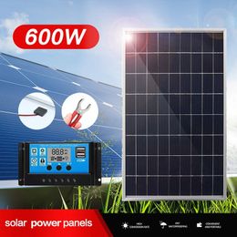 600W Polycrystalline Portable 12V Solar Panel Kit Complete Outdoor Rechargeable Cell Generator for Wholesale 240508