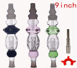 high quality Pipes with 14mm Titanium Tip Quartz Tip dab Oil Rig Concentrate Dab Straw water Bong smoking accessories 9inch9061935