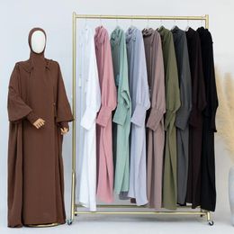 Ethnic Clothing Women Djellaba Abaya Muslim Solid Hooded Long Dress Robe Arab Sleeve Loose Kaftan
