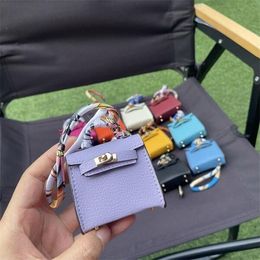 Mini Kelly bag pendant high-end leather car key chain cute creative mini bag pendant car pendant