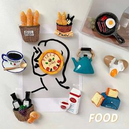 3PCSFridge Magnets Gourmet Refrigerator 3D Stereo Food Stickers Personalised Decorative Egg Bread Creative Stickers