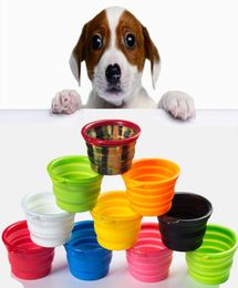 Travel collapsible dog cat feeding bowl two styles with hooked pet water tray feeder silicone folding bowl 9 styles to choose from9278080