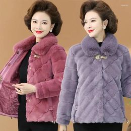 Women's Fur High End Mother Winter Jacket Middle Aged Women Thick Quilted Warm Short Faux Mink Coat Elegant Woolen Outwear 5XL