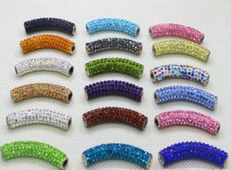 20 pcslot 45cm Jewellery findings mixed multicolor Micro Pave CZ Crystal tube Long tubes bending beads Bracelets DIY21782734243603