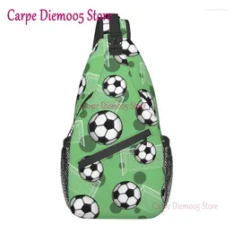 Backpack Soccer Ball And Goal Green Pattern Sling Crossbody Men Custom Football Shoulder Chest Bag For Travelling Daypack
