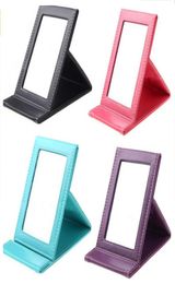 New Korean Fashion PU Leather Cosmetic Mirror Portable Folding Desktop Mirror Travel Desktop Strong Foldable Table Mirrors Cosmeti6493314