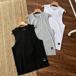 9 days delivered Mens tank tops tech designer tech print summer Quick drying vest Sports classic black white and Grey double tri-color optional