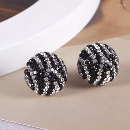 Stud Earrings Europe And The United States Jewellery Wholesale Black White Colour Collision Sparkling Zirconia Retro Glamour Geometric Round