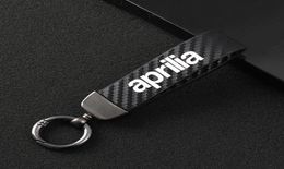 Keychains Fashion Motorcycle Carbon Fibre Leather Rope Keychain Key Ring For Aprilia APR GPR RS RS4 RSV4 Tuono V41990505