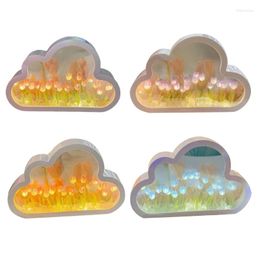 Table Lamps DIY Cloud Tulips Night Light Decorative Ornament Crafts Household Mirror Tablefor Children Girl Boys Bedroom Decor