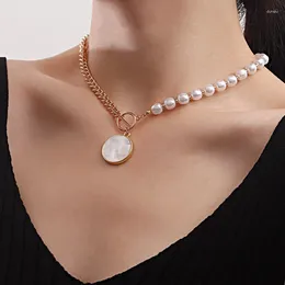 Pendant Necklaces Irregular Pearl Necklace For Women Vintage Ot Buckle Holiday Beach Wedding Punk Chest Chain Choker Party Jewellery Gift