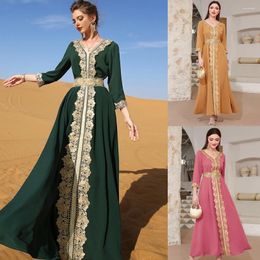 Ethnic Clothing Muslim Elegant Women Long Maxi Dress Turkey Abaya Islamic Arabic Party Kaftan Dubai Lace Embroidery Ramadan Gown