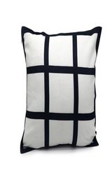 9 panel pillow cover Blank Sublimation Pillow case black grid woven Polyester heat transfer cushion cover throw sofa pillowcases 48770226