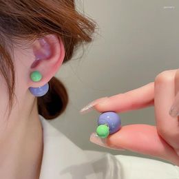 Stud Earrings Minar INS Fashion Candy Color Contrasted Acrylic Round Ball For Women Statement Earring Party Every Day Jewelry