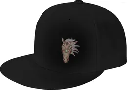 Ball Caps Flat Brim Cap Snapback Hat For Men - Glass Horse Head Prints Adjustable Baseball