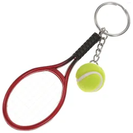 Keychains Mini Tennis Racket Keychain Key Ring Cute Sport Charm Ball Chain Car Bag Pendant Keyring Gift Random Colour