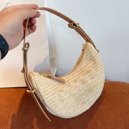 Arch Hook Crochet Shoulder Bags Fashion Designer Straw Bags Uniqueness and Modernity Adjustable Detachable Leather Handle with Summery Allure Sizes18*6*12cm