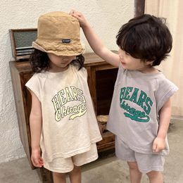 Clothing Sets Children Kids Summer Sports Set Boys Cotton 2024 Baby Casual Girls Vest Shorts Fashionable Two-piece