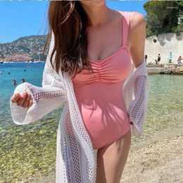 Women's Swimwear 2024 Sexy Pink Bandage Trikini Swim Bathing Suit Monokini Padded Black Brazilian Women One Piece Swimsuit Korean Style