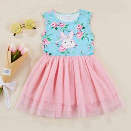 Girl Dresses 2024 Summer Easter Printed Yarn Baby Cute Clothes Little Girl's Bubble Princess Dress