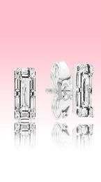 NEW Sparkling Square Halo Stud Earrings summer Jewelry for 925 Silver Rose gold CZ diamond Earring for Women with Original box3615016