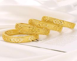 24K Fine Gold FINISH Openable diamond Bracelet Bangle Women Flower Jewellery Classic Whole Elegant Gift 60mm1152056