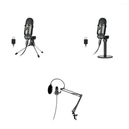 Microphones Wired Condenser Microphone Laptop Online Course Noise Reduction Mic Stereo Sound Audio Recording Device Tripod Set