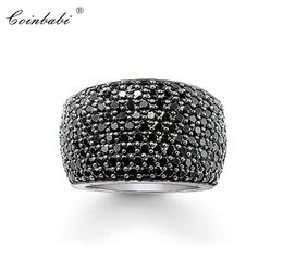 Cocktail Rings Black CZ Pave Wide 925 Sterling Silver Gift For Women & Men Europe style Ring Fashion Jewellery 2109242935675