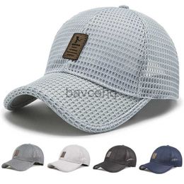 Ball Caps Mens Baseball Cap Summer Breathable Mesh Sun Hat Fashion Leather Label UV Protection Tennis Golf Hat Outdoor Sport Fishing Bone d240507