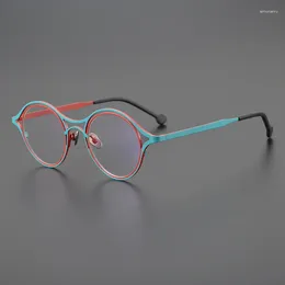 Sunglasses Frames Japanese Style Handmade Quality Titanium Round Glasses Frame For Men Women Designer Eyeglasses Can Customize Lenses