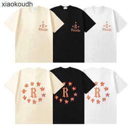 Rhude High end designer clothes for New Fashion Letter Print High Street Hip Hop Couple Casual Loose Short Sleeve T-shirt With 1:1 original labels