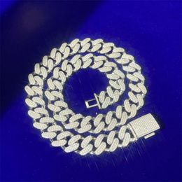 Wholesale Rapper Hiphop Jewellery Solid Silver Gra Vvs Moissanite Diamonds Box Clasp 10mm Miami Cuban Link Chains for Men