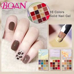 Nail Gel BKAN 16 Color Solid gel Palette Japanese Water Tank Photos Soap Polishing Glue UV LED Jelly Q240507