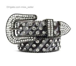 2022 Designer BeltSimon Rhinestone belt for men and women Hip hop rivet Punk pin buckle inlaid joker belt miss seller6178803