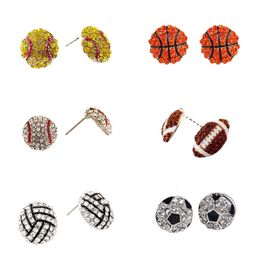Stud Earrings Softball Party Supplies Sports Crystal Rhinestone Basketball Baseball Rugby Softballs Earring 8 Style s