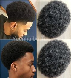 Mens Hairpieces Afro Hair Full Lace Toupee 1b Grey European Virgin Human Hair Mens Toupee Hair Replacement for Black Men 3499746
