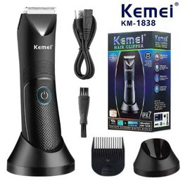 Hair Trimmer Kemei Groyne Area Hair Trimmer Lawn Mower Ceramic Blade Waterproof Wet Dry Clippers Pubic Armpit Body Hair Hygiene Razor KM-1838 T240507