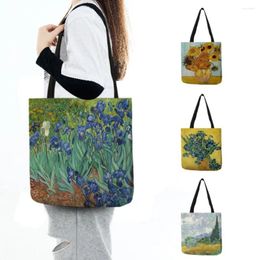 Shopping Bags Canvas Travel Tote Bag Oil Painting Foldable Handbag Art Shoulder Lightweight Portable Women Eco