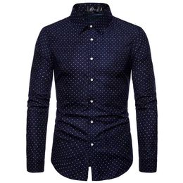 Men's Polos Spring/Summer New Foreign Trade Star Printed Shirt Mens Long sleeved Polo Neck Q240508